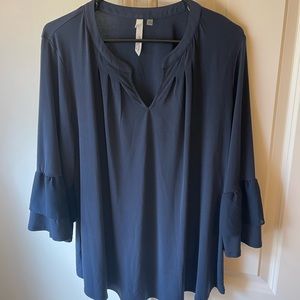 Blue Blouse with Bell Sleeves 1X